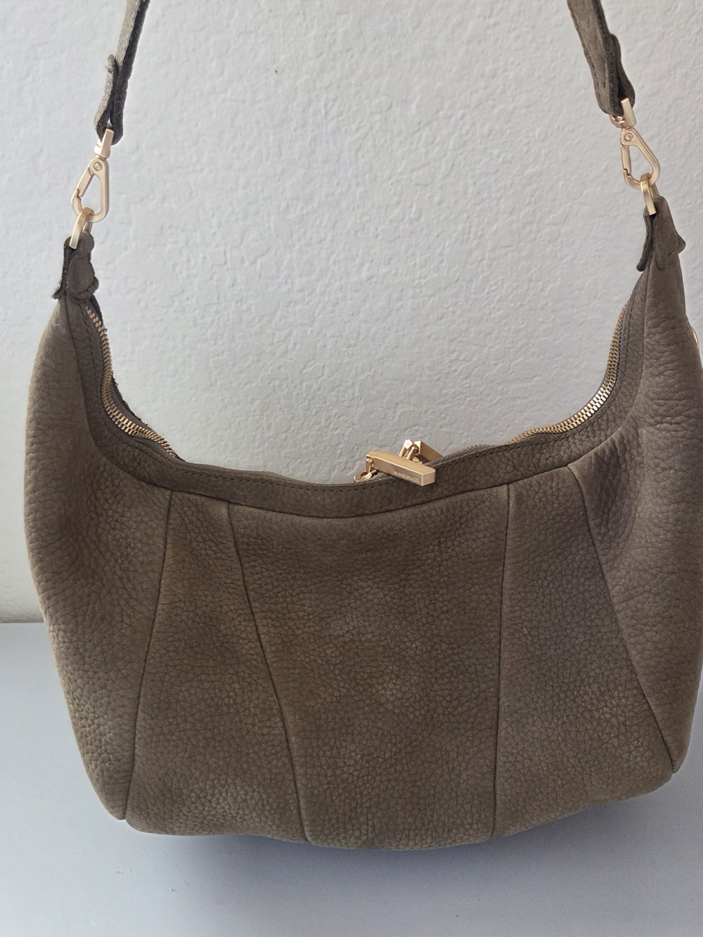 Hammitt Morgan Shoulder Bag NUBUCK/BRUSHED GOLD